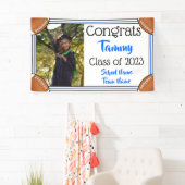 サッカーブルーとブラックワンフォト卒業 横断幕 (インサイチュ)