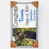 サッカーブルーとブラックワンフォト卒業 横断幕 (縦)