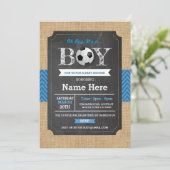 サッカーブルーボーイベイビーシャワー フットボール招待状 招待状 (スタンド正面)