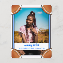 サッカーブルー&ブラック卒業 案内ポストカード