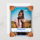 サッカーブルー&ブラック卒業 案内ポストカード (正面/裏面)