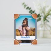 サッカーブルー&ブラック卒業 案内ポストカード (スタンド正面)