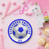 サッカーブルー 名前と背番号 記念グッズ ペーパープレート (パーティー)