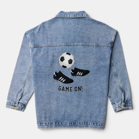 サッカーブーツのキャプションを追加 デニムジャケット (裏面)