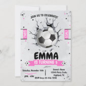 サッカープリンセス ピンクの誕生日招待状 招待状 (正面)