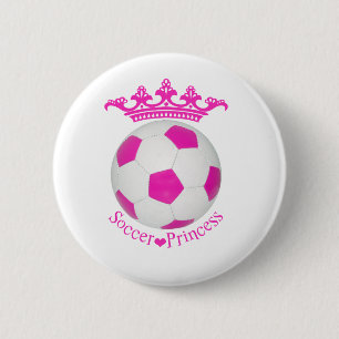 サッカープリンセス、ピンクサッカーボール 缶バッジ