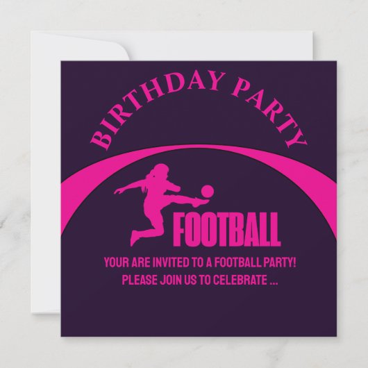 サッカープレイヤー女子、チーム、誕生日プレゼント 招待状 (正面)