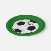 サッカープレート、サッカーのボール（名前と番号） ペーパープレート (アングル)