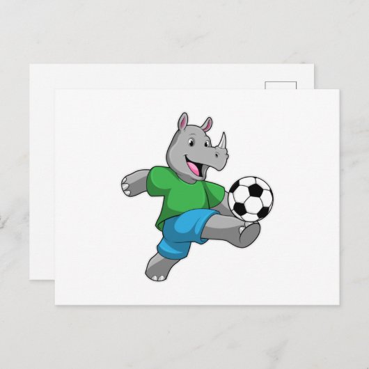 サッカープレーヤーとしてのサイとサッカーボール ポストカード (正面/裏面)