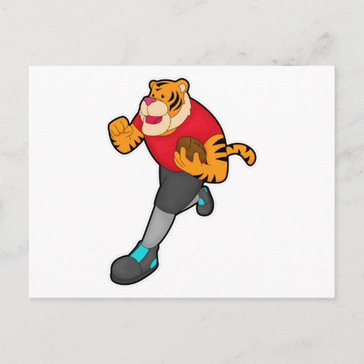 サッカープレーヤーとしての虎とサッカーボール ポストカード (正面)