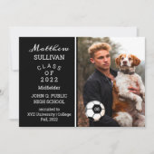 サッカープレーヤーの写真 卒業のお知らせ 招待状 (正面)