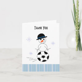 サッカープレーヤーの雪だるま ありがとうカード サンキューカード