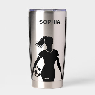 サッカープレーヤーガールサッカーガール誕生日 保温保冷タンブラー