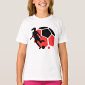 サッカープレーヤーガール，誕生日ギフト，チーム Tシャツ (正面)