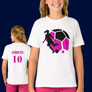 サッカープレーヤーガール,誕生日ギフト,チーム Tシャツ