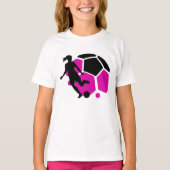 サッカープレーヤーガール，誕生日ギフト，チーム Tシャツ (正面)