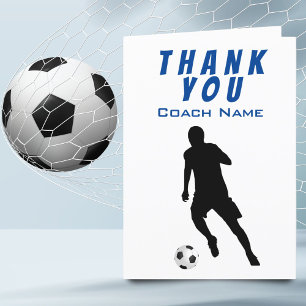 サッカープレーヤーサッカーブルーサンキューコーチカード サンキューカード