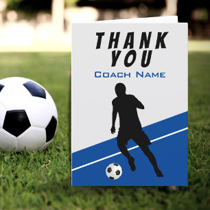 サッカープレーヤーサッカーブルーサンキューコーチカード サンキューカード