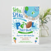 サッカープールパーティースプリッシュスプラッシュプール誕生日 招待状 (スタンド正面)