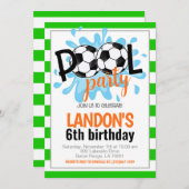 サッカープールパーティー誕生日招待状 招待状 (正面/裏面)