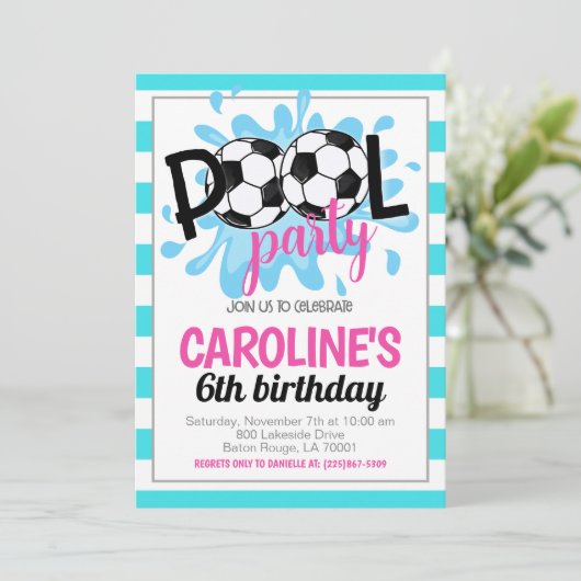 サッカープールパーティー誕生日招待状 招待状 (スタンド正面)
