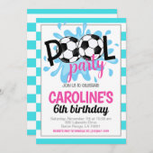 サッカープールパーティー誕生日招待状 招待状 (正面/裏面)