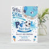 サッカープールパーティー スプラッシュ スプラッシュ プール バースデー 招待状 (スタンド正面)