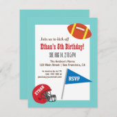 サッカーヘルメットスポーツ子供の誕生日パーティー 招待状 (正面/裏面)