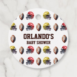 サッカーヘルメット及びボール赤ちゃんシャワー フェイバータグ