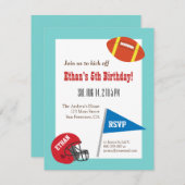 サッカーヘルメット子供の誕生日パーティー 招待状 (正面/裏面)