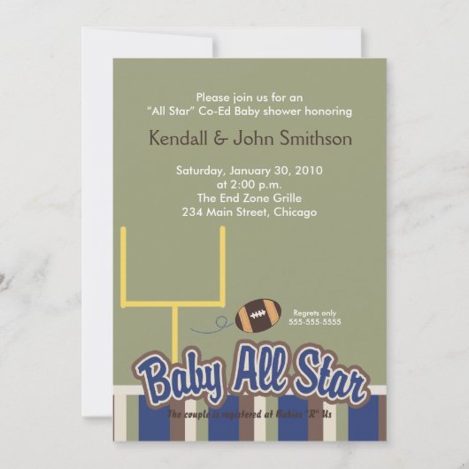サッカーベビーオールスターズベビーシャワー招待状#1 招待状 (正面)