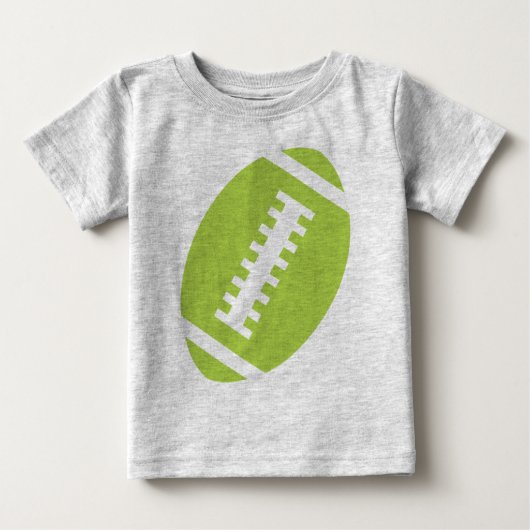 サッカーベビーグレイ | フロントライムグリーンフットボール ベビーTシャツ (正面)