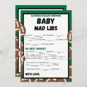 サッカーベビーシャワーゲーム，サッカー – 編集可能な名前， 招待状 (正面/裏面)