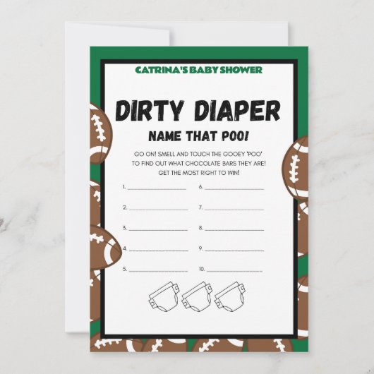 サッカーベビーシャワーゲーム，サッカー – 編集可能な名前， 招待状 (正面)