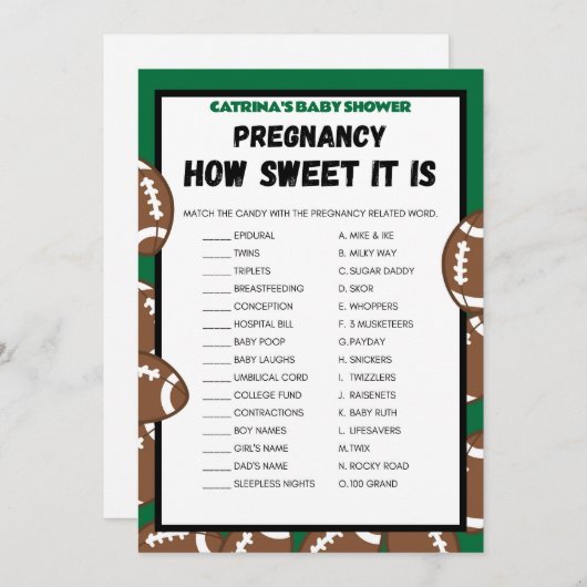 サッカーベビーシャワーゲーム，サッカー – 編集可能な名前， 招待状 (正面/裏面)