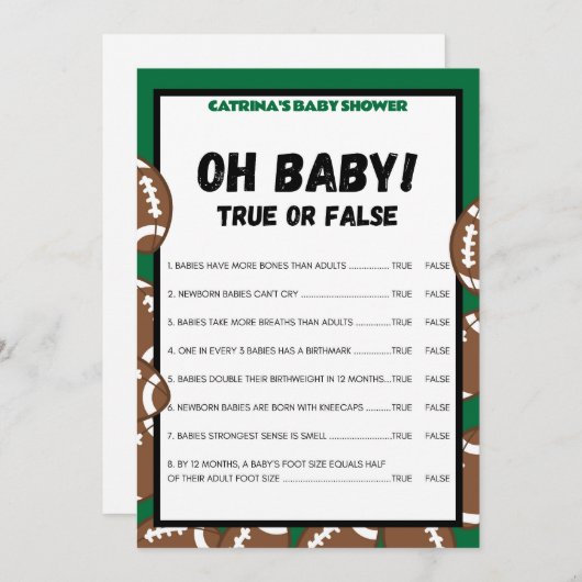 サッカーベビーシャワーゲーム，サッカー – 編集可能な名前， 招待状 (正面/裏面)