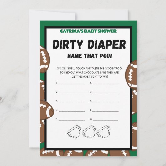 サッカーベビーシャワーゲーム，サッカー – 編集可能な名前， 招待状 (正面)