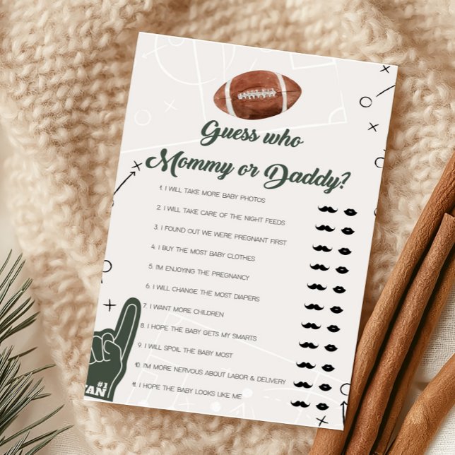 サッカーベビーシャワー誰がママまたはパパのゲーム (Football Sports Baby Shower Guess who Mommy or Daddy Game)