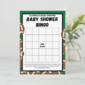 サッカーベビーシャワー、サッカー – 編集可能な名前、5 x 7 招待状 (スタンド正面)