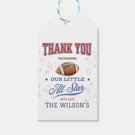 サッカーベビーシャワー、ベビーシャワー、スポーツ ギフトタグ (正面)