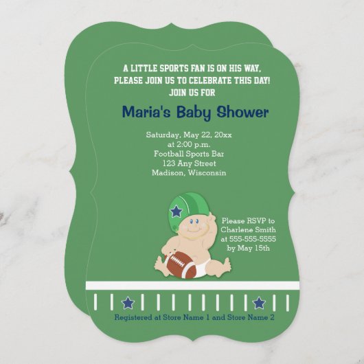 サッカーベビースポーツベビーシャワー招待状 招待状 (正面/裏面)