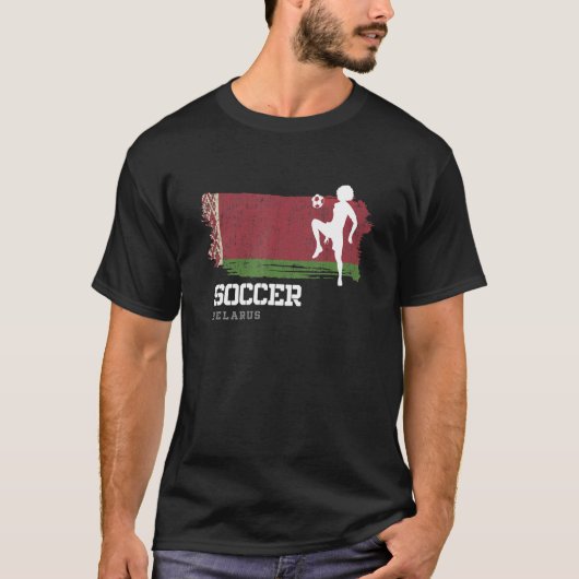 サッカーベラルーシ国旗サッカー女子サッカーガールズ Tシャツ (正面)