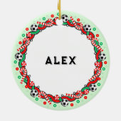 サッカーホリデーギフトセラミックオーナメント セラミックオーナメント (裏面)