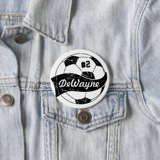 サッカーボパーソナライズされたールの名前と番号 缶バッジ (インサイチュ)