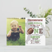 サッカーボーイファースト誕生日の新人写真 招待状 (スタンド正面)