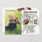 サッカーボーイファースト誕生日の新人写真 招待状 (正面/裏面)