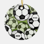 サッカーボーカラフルルの子どもがJersey Number Yearと命名 セラミックオーナメント (正面)