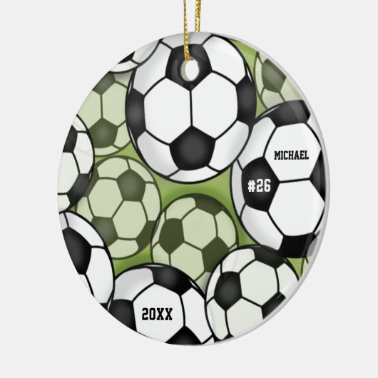 サッカーボーカラフルルの子どもがJersey Number Yearと命名 セラミックオーナメント (左)