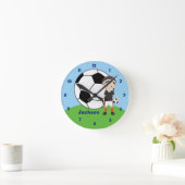 サッカーボーパーソナライズされたルボーイズが寝室の子どもたちをスポーツ ラウンド壁時計 (ホーム)