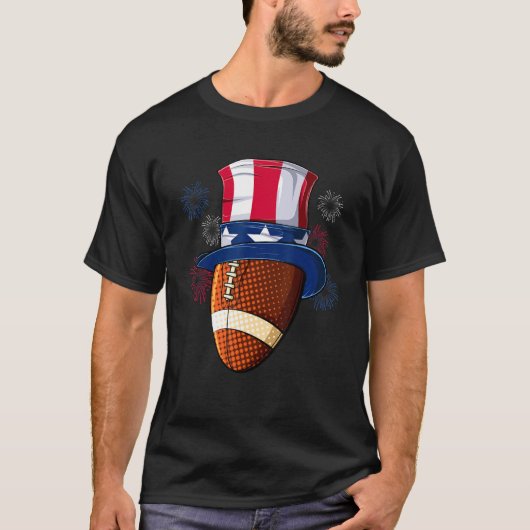 サッカーボールおじさんサムハットアメリカ国旗Jの4th Tシャツ (正面)